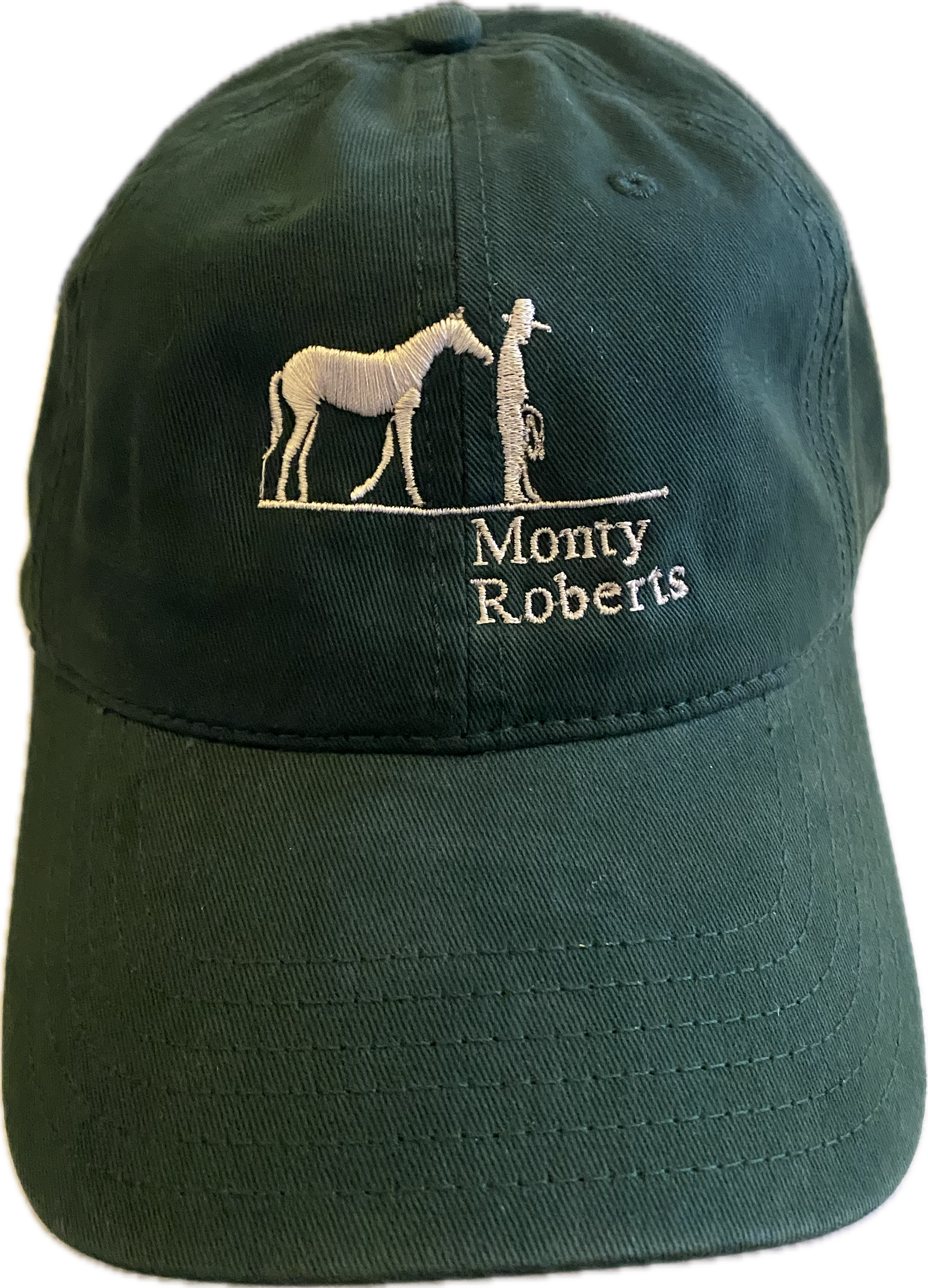 HUNTER GREEN MATTE CAP WITH SILVER MONTY ROBERTS LOGO