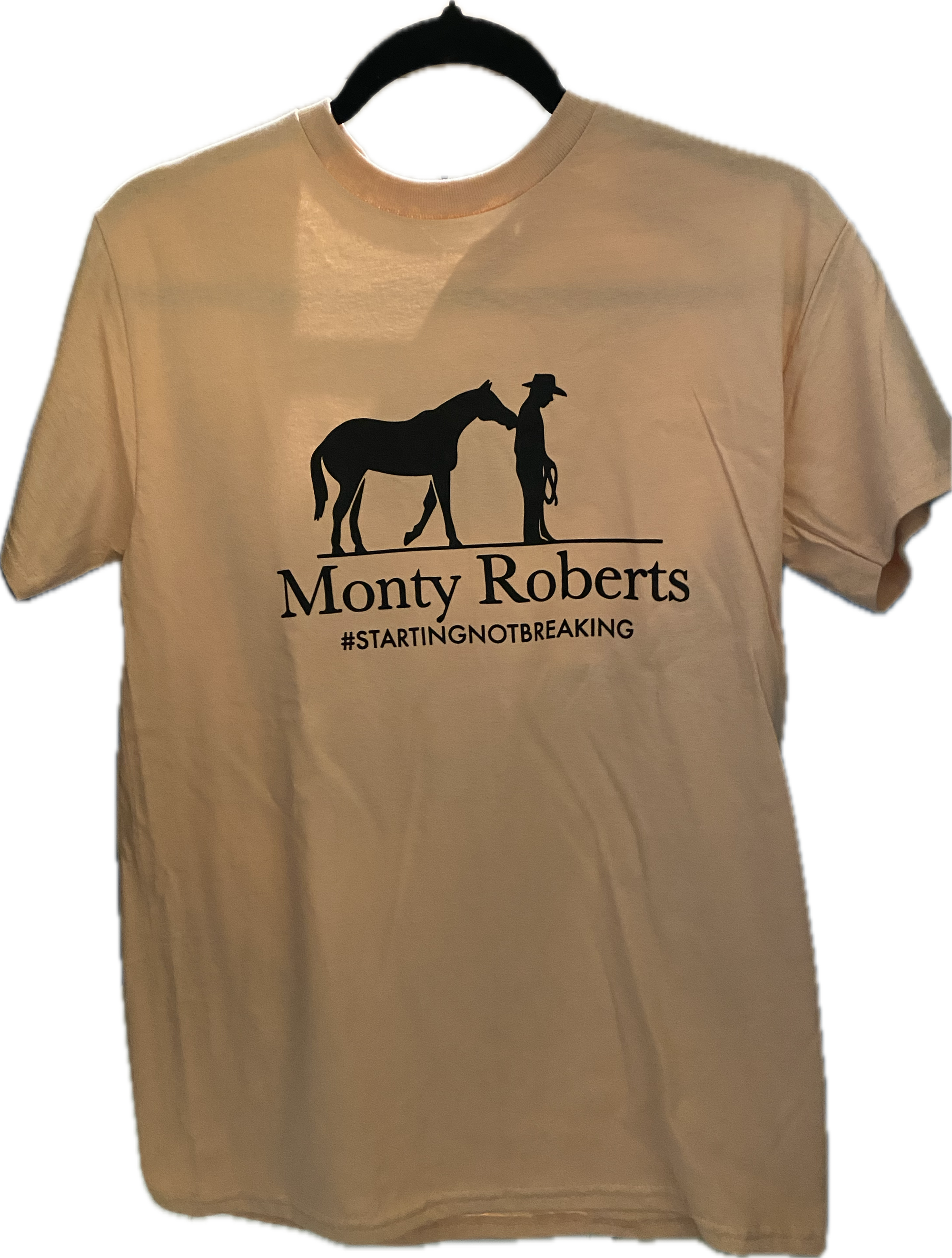 LIGHT PINK TEE SHIRT WITH MONTY ROBERTS LOGO (BLACK)